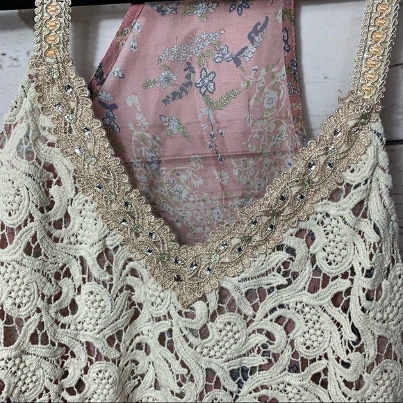 Bke Boutique Lace Chiffon Rhinestone Tank Top - Picture 3 of 8